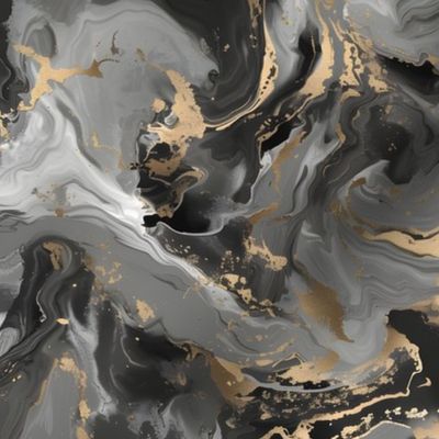 Liquid Marble- Charcoal/Gold Wallpaper - New