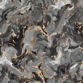 Liquid Marble- Charcoal/Gold Wallpaper - New