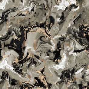 Liquid Marble- Black/Tan/Gold Wallpaper - New
