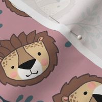sweet lions 2 two inch baby lion face tossed garden botanical in dusty rose mauve pink kids childrens clothing and bedding