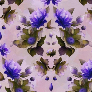 Floral Wallpaper Half Drop - Purple and Green