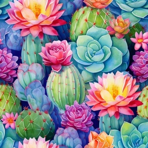 Large Colorful Cactus Succulent Flowers