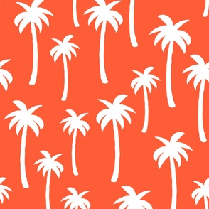 XLarge White palm trees on orange/red