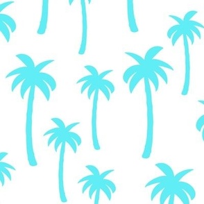 Aqua blue palm trees on white