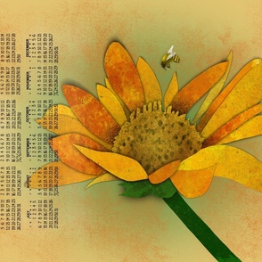 2025 Calendar Sunflower And Bee Tea Towel Wall Hanging   