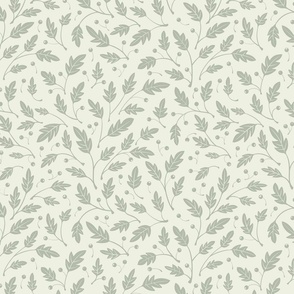 Leaves and berries taupe on cream