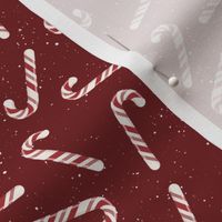 XS ✹ Festive Red and White Peppermint Candy Canes on a Deep Red Background