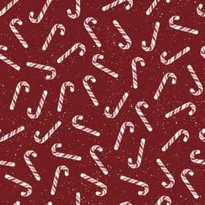 XS ✹ Festive Red and White Peppermint Candy Canes on a Deep Red Background