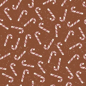 XS ✹ Festive Red and White Peppermint Candy Canes on a Brown Background