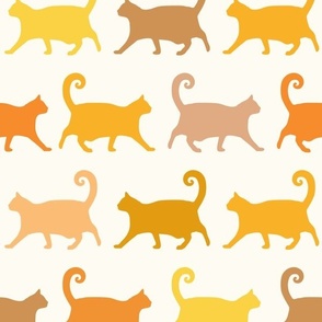 Plump Cats Walking. - Orange - Large