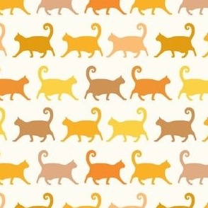 Plump Cats Walking - Orange - Small