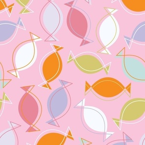 Sugar Rush Fiesta - Pink - Geometric Candy in Pink, Lavender, Aqua Green and Orange - Kids Nursery Playroom Party