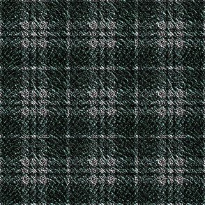 Faux Tweed Grey and Green Plaid in Deep Texture 