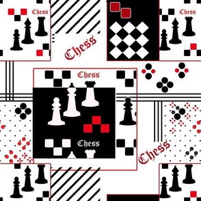 red black white pattern chess game 