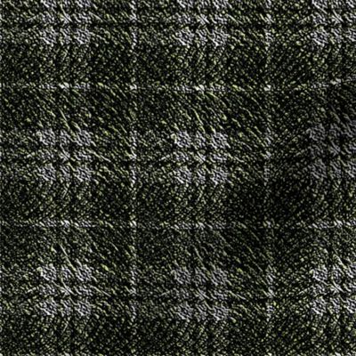 Faux Tweed Grey and Sage Green Plaid in Deep Texture Small