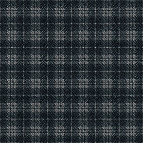 Faux Tweed Grey and Teal Blue Plaid in Deep Texture Small