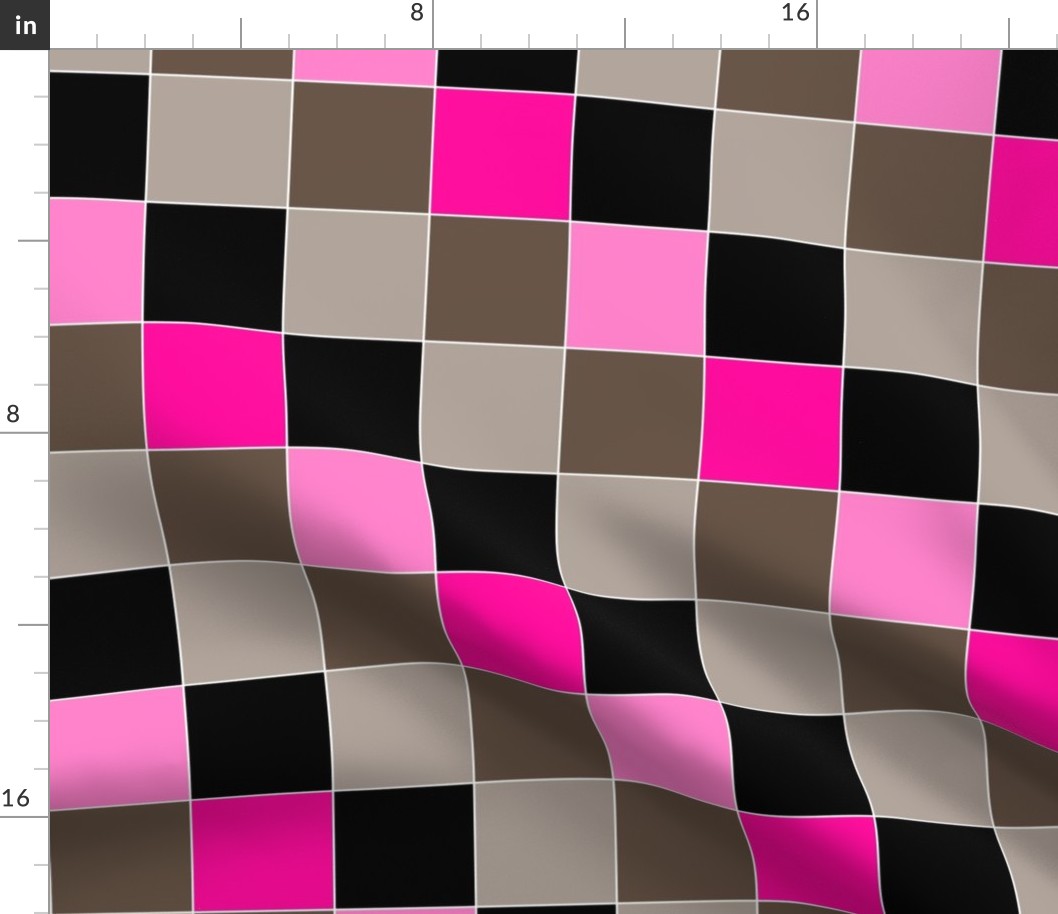 geometric pattern squares pink brown black colors