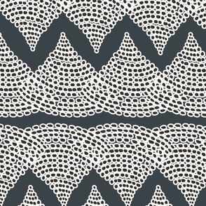 Geometric Scalloped modern design with solid background teal grey