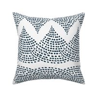 Geometric Scalloped modern design eggshell white Navy