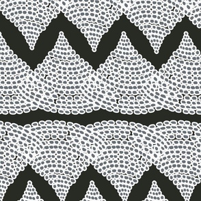 Geometric Scalloped modern design Charcoal black White