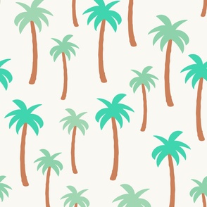 X Large Tropical palm trees on warm white