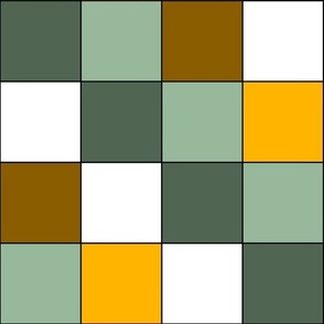 geometric pattern squares gray yellow olive color