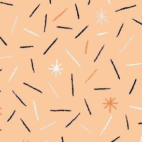 Ice Cream Sprinkles  in "Sweet Treat" Colourway: Coral, Cream, Grey and Black on Peach (Large Scale)