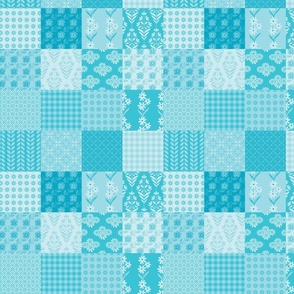 Aqua Floral Patchwork 2 1/2 inch blocks