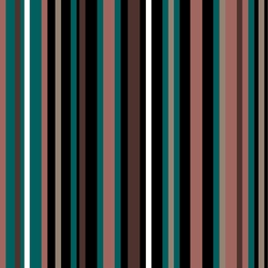 Dark Turquoise, Reddish Brown, Gray, and White Stripes