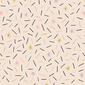 Ice Cream Sprinkles  in "Natural" Colourway: Pink, Lavender, Chartreuse and Black on Beige