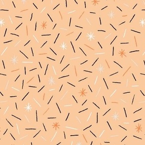 Ice Cream Sprinkles in "Sweet Treat" Colourway: Coral, Cream, Grey and Black on Peach