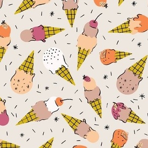 Ice Cream Cones in "Sweet Treat" Colourway: Magenta, Peach and Cream on Grey