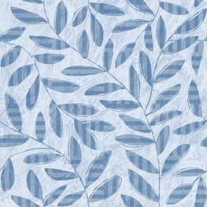 Levy Blue leaves with texture and stripes