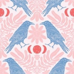 Wisdom of the Skies - Ravens - Pink, Blue, Coral v2