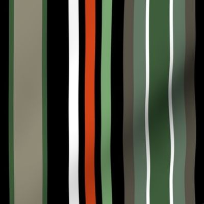 Shades of Gray, Green, Orange, Yellow, Black, and White Stripes