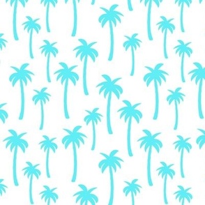 Small  Aqua blue palm trees on white