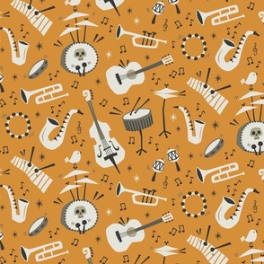 All that jazz - retro music party - orange background (medium scale)