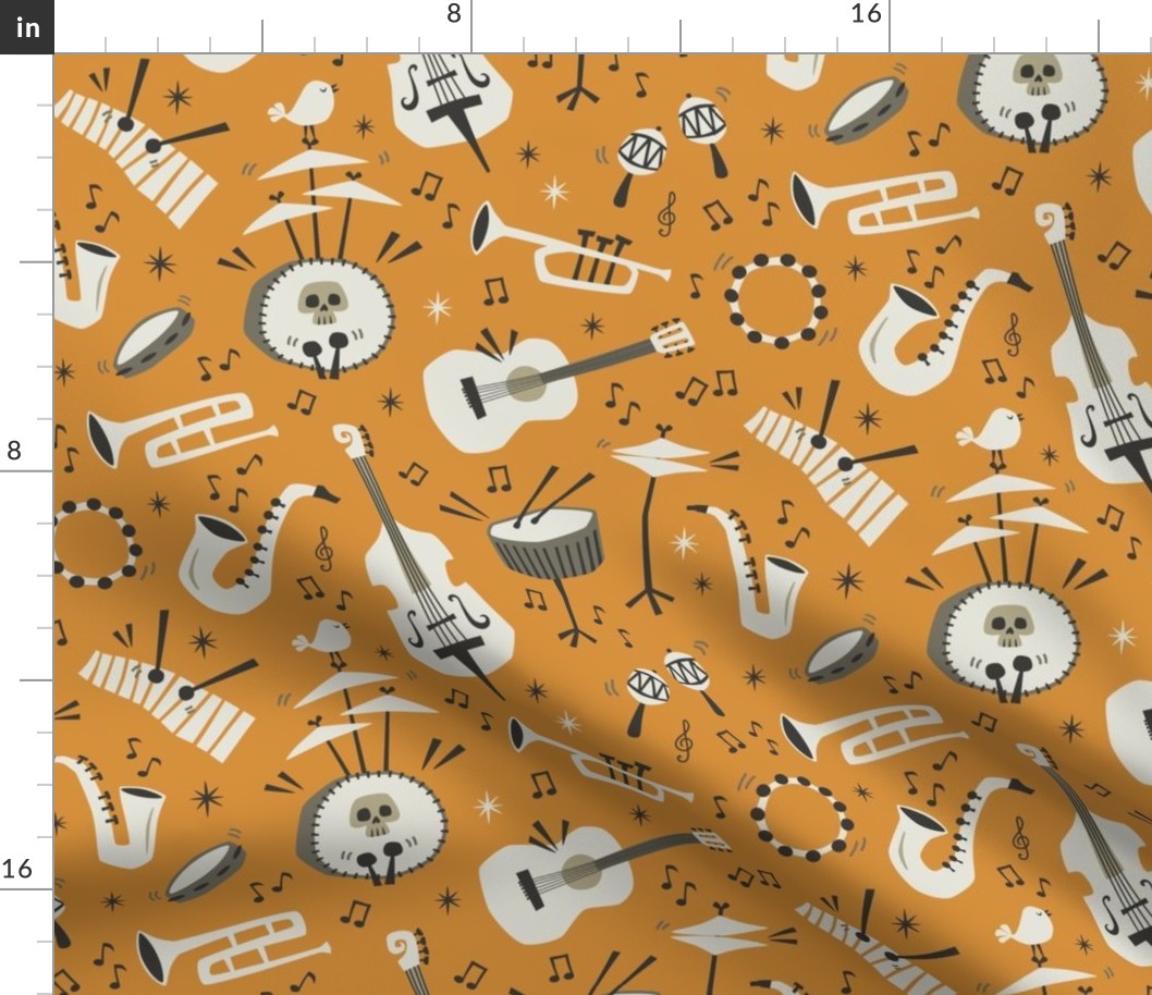 All that jazz - retro music party - orange background (medium scale)