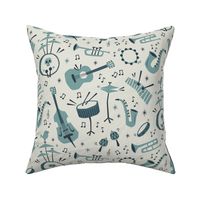 All that jazz - retro music party - grey blue, off white background (medium scale)