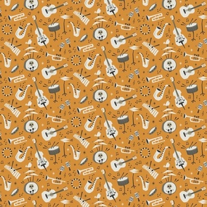 All that jazz - retro music party - orange background (small scale)