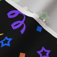  Clowncore Neon Rainbow Confetti and Neon Rainbow Stars - Black Colorway