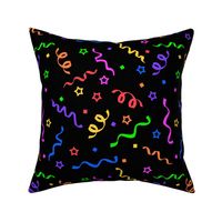 Clowncore Neon Rainbow Confetti and Neon Rainbow Stars - Black Colorway