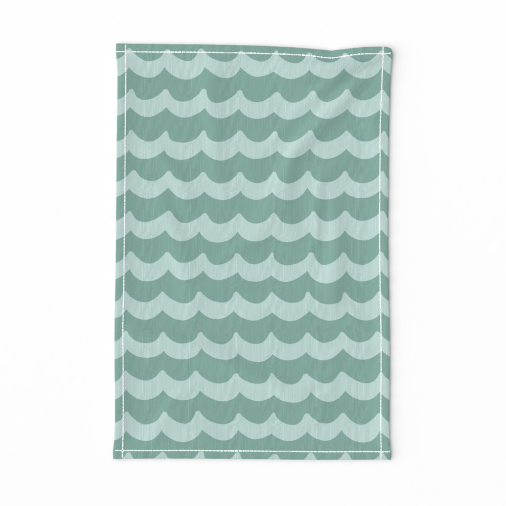 (L) coastal / nautical blender for kids, waves stripes in teal mint