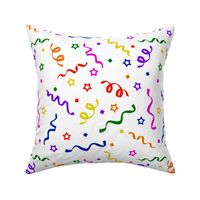  Clowncore Neon Rainbow Confetti and Neon Rainbow Stars - White Colorway