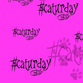 Caturday w/Paw Prints  [pink]