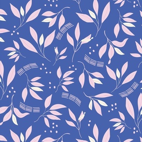 Whimsical Olive  Branches on Blue  24 in