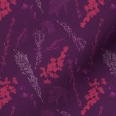 Plum Night Wattle - Australian Floral Shadows Textile Pattern (Medium)