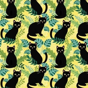 black cats with leaves yellow WB24 small scale