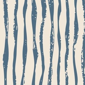 (Large) Textured Paint Stripes - Dark Navy Blue on Off-White