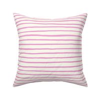 Large Handpainted watercolor wonky uneven stripes - Lavender Pink on cream - pink stripe - pink stripes - small pink stripe - pink nursery